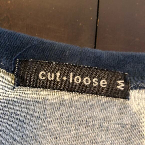 Cut loose navy blue velvet velour tunic top size Medium - Picture 7 of 14